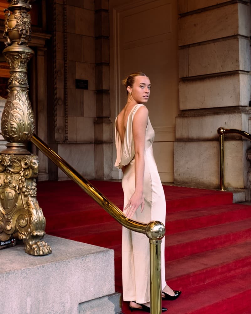 Gold/champagne formal dress w open back - Image 2