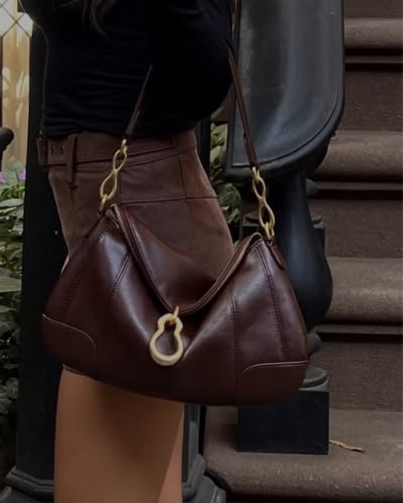 JWPEI Brown Leather Hobo Bag - Image 3