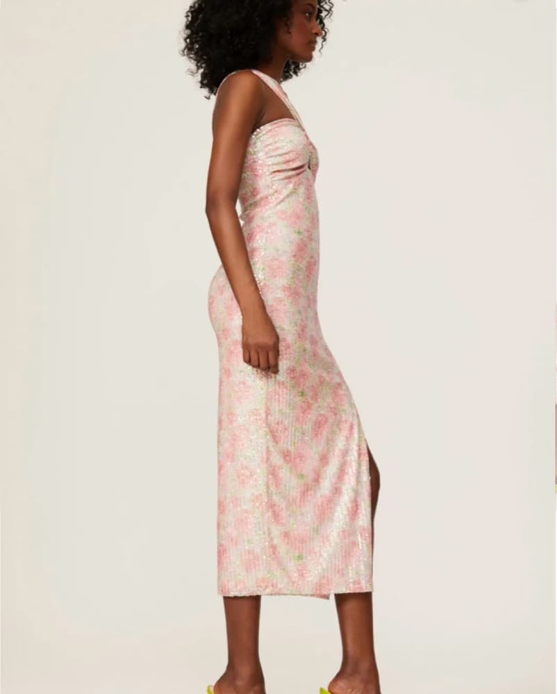 Floral Sequin Cutout Midi Dress - Image 3