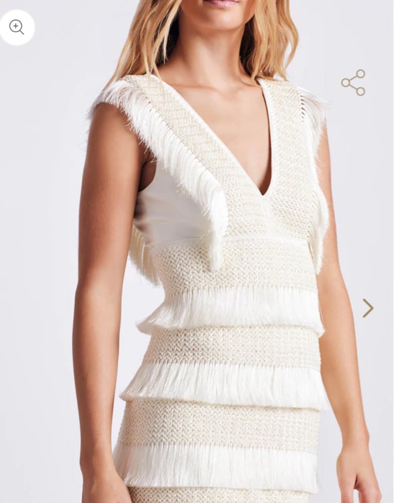 Patbo Fringe Midi Dress XS White/ivory XS - Image 3