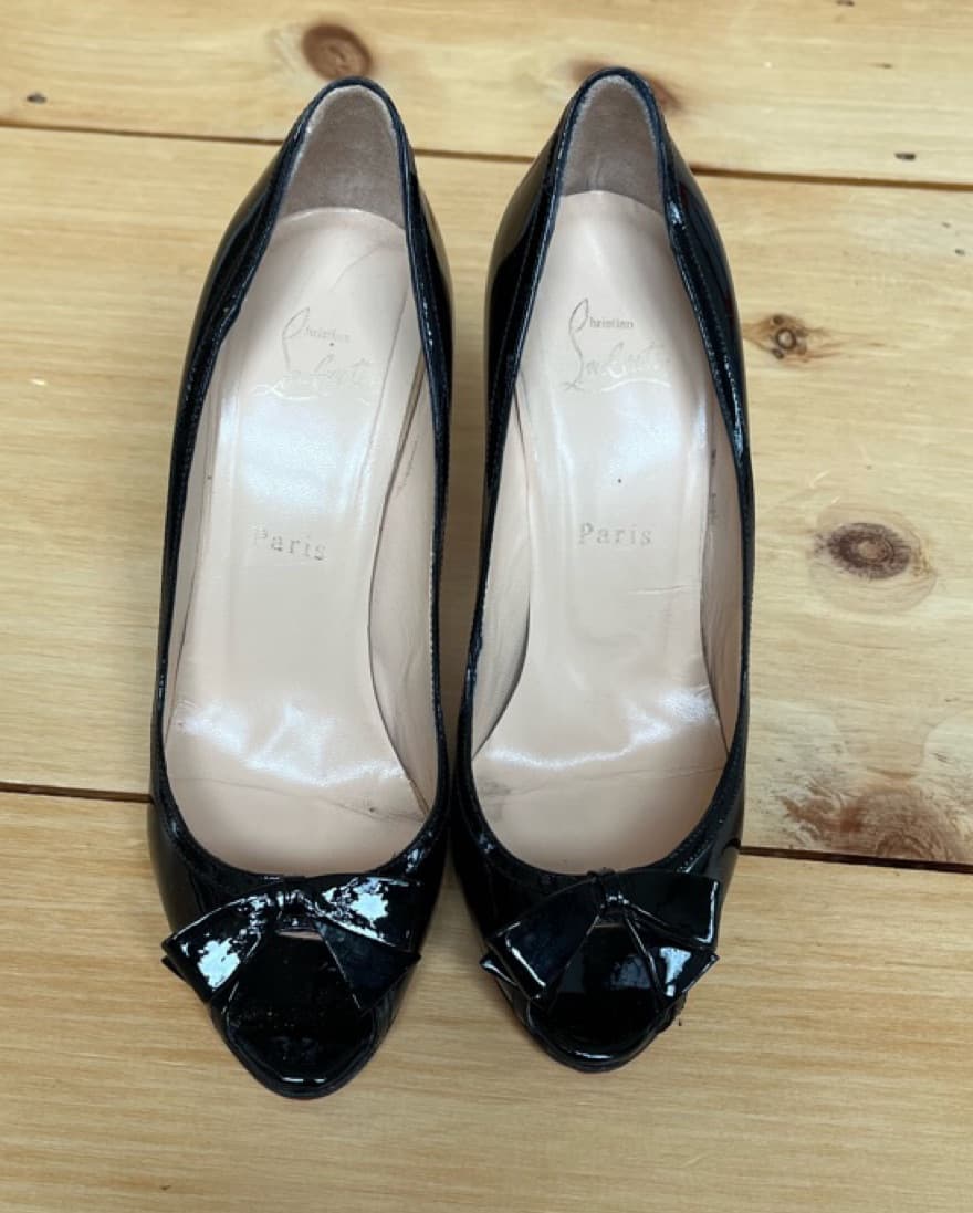  Christian Louboutin Black Bow Heels - Image 2