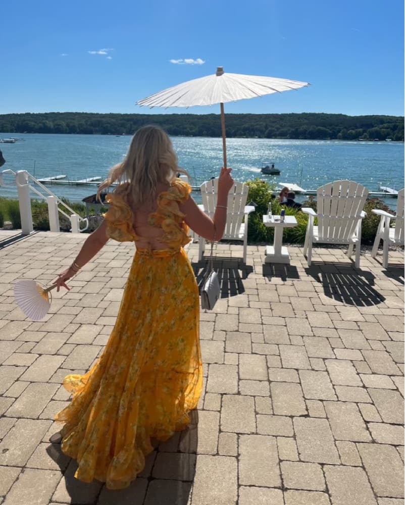 Mac duggal yellow Tiered Dress - Image 3