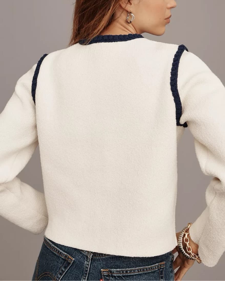 Collarless Knit Jacket - Image 4
