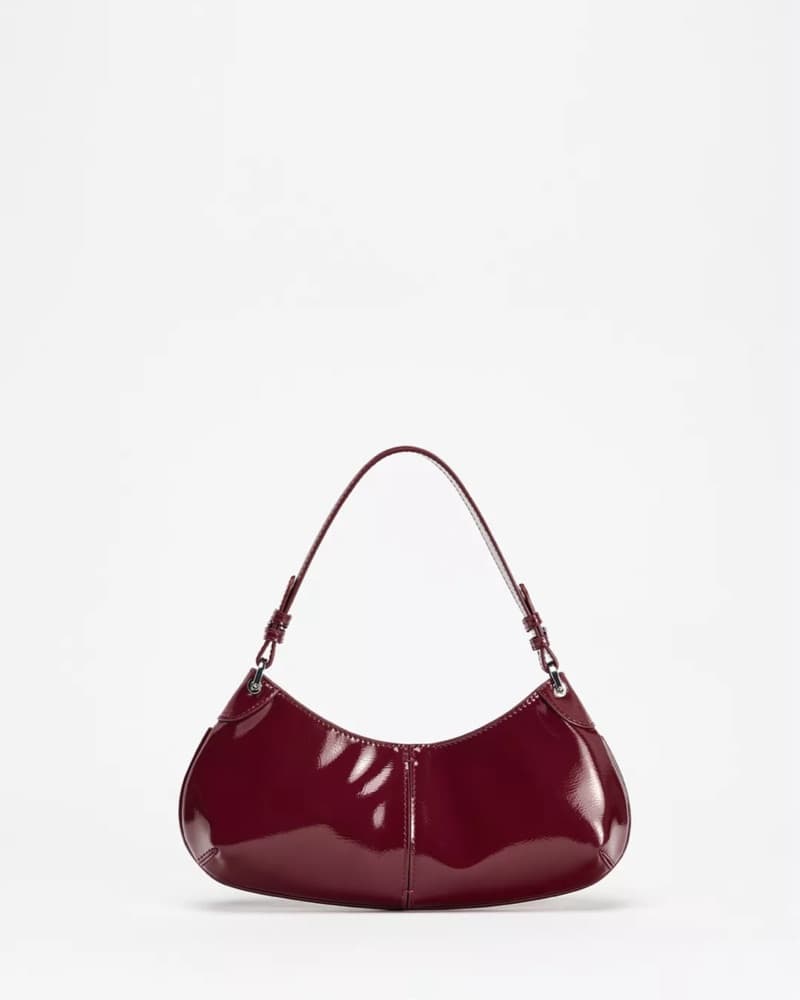 Faux Patent Leather Finish Shoulder Bag - Image 2