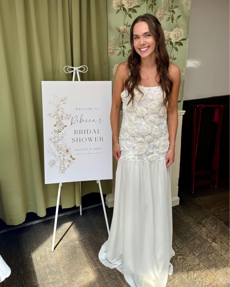 White Floral Chiffon Maxi Bridal Dress - Image 1