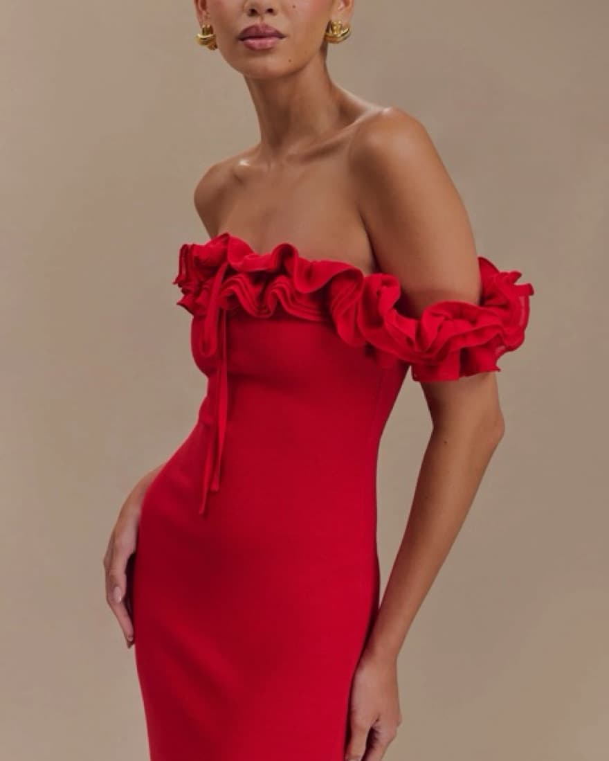 Nova Ruffle Off Shoulder Maxi Dress - Image 3