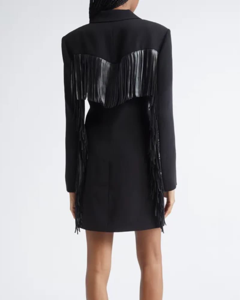 Black Fringe Blazer Dress - Image 4