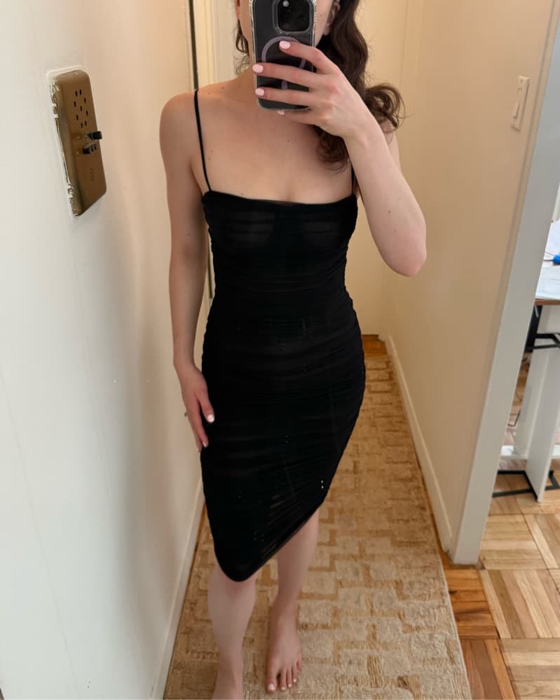 Rouched, sheer bodycon Midi Dress - Image 3