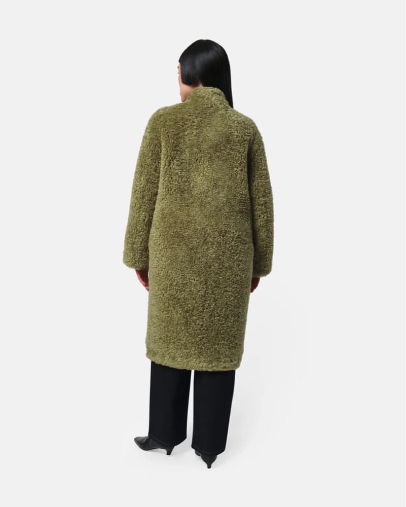 Apparis Olive Green Boucle Coat - Image 2