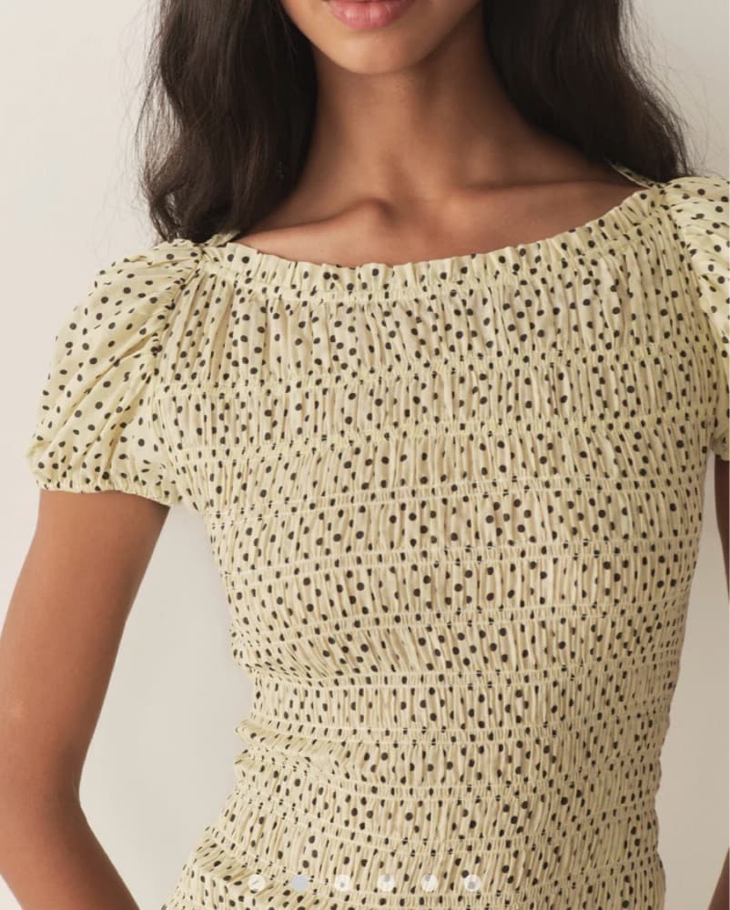 Polka Dot Puff Sleeve Midi Dress - Image 2