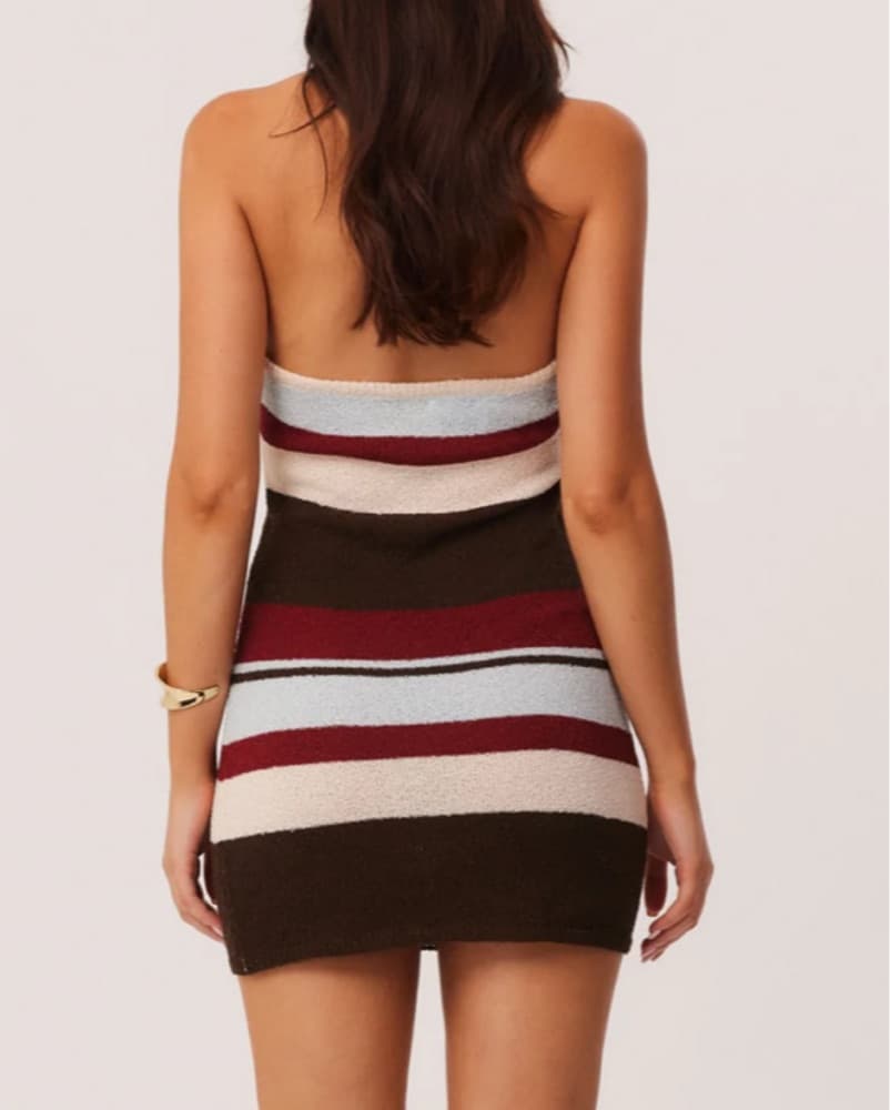 Striped Halter Bodycon Dress - Image 2