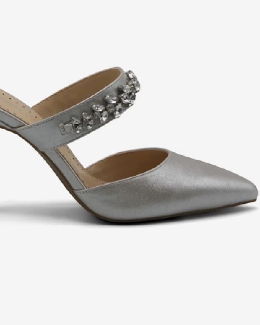 Adrienne Vittadini Silver Beaded Heels - Image 2