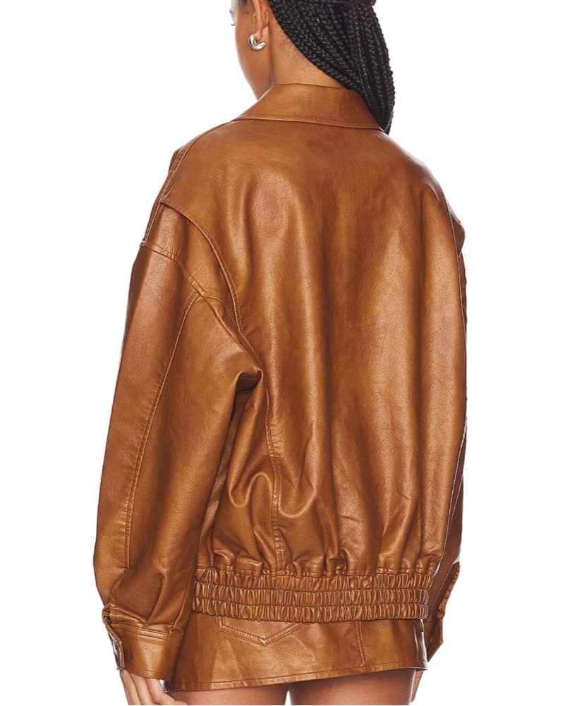 tan leather bomber jacket - Image 3