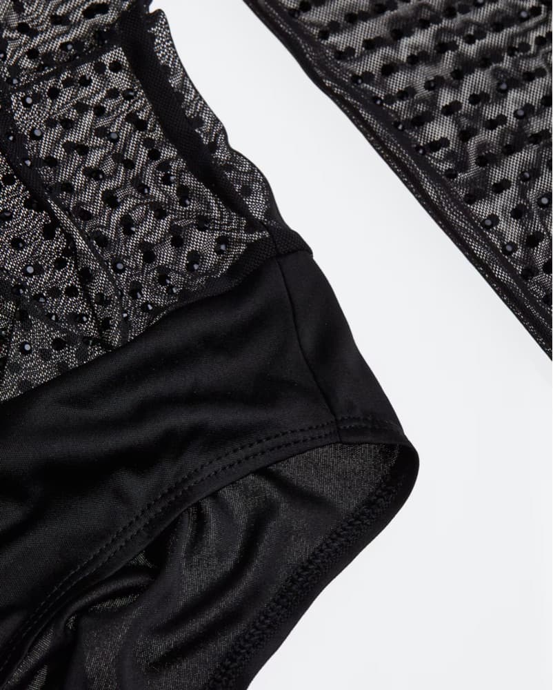 RHINESTONE-EMBELLISHED MESH BODYSUIT - Image 3