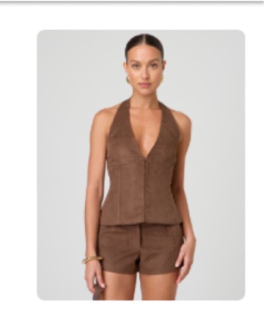 Faux Suede Halter Top  - Image 1