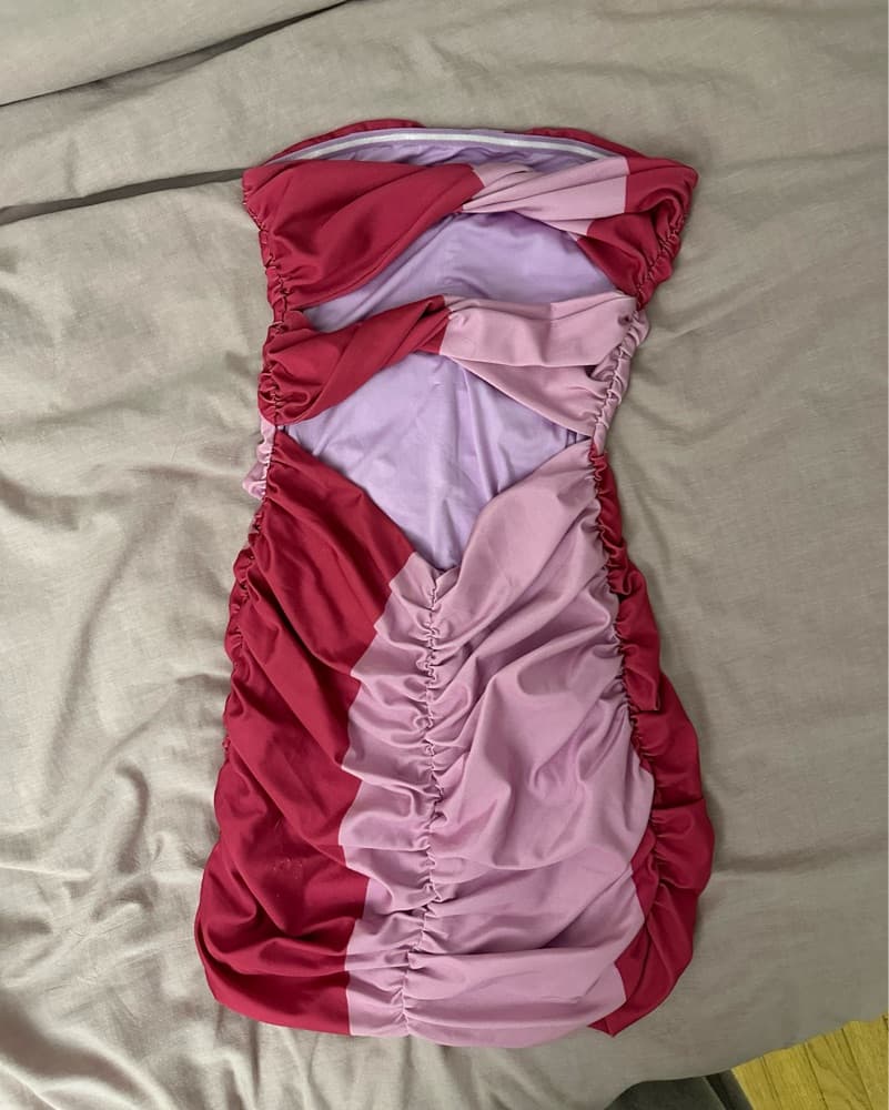 Multi-pink Strapless Mini Dress - Image 3