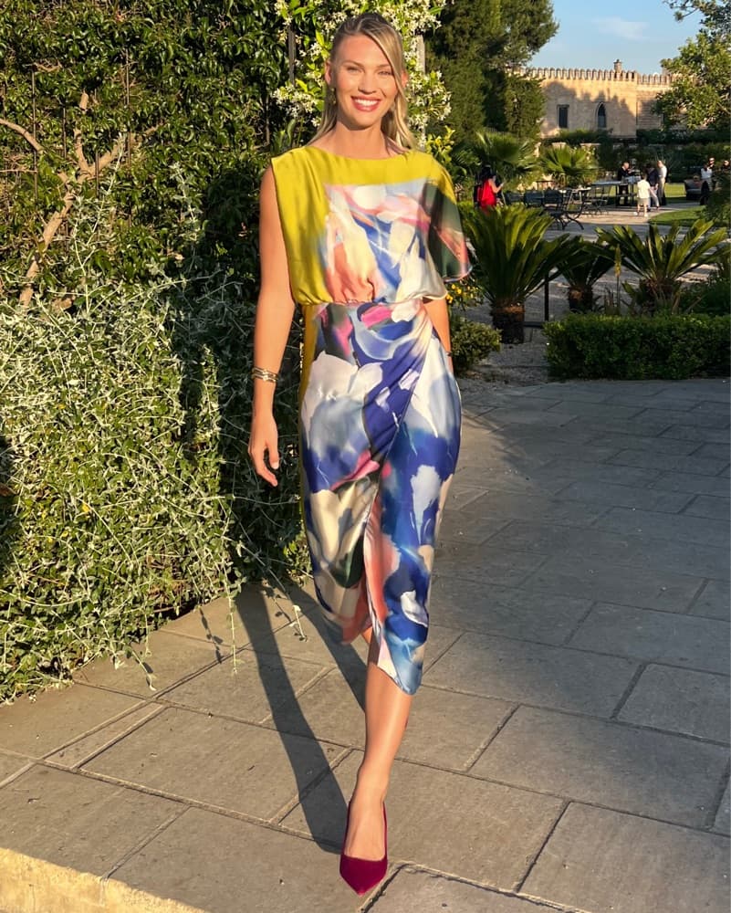 Colorful Silk Midi Dress - Image 3