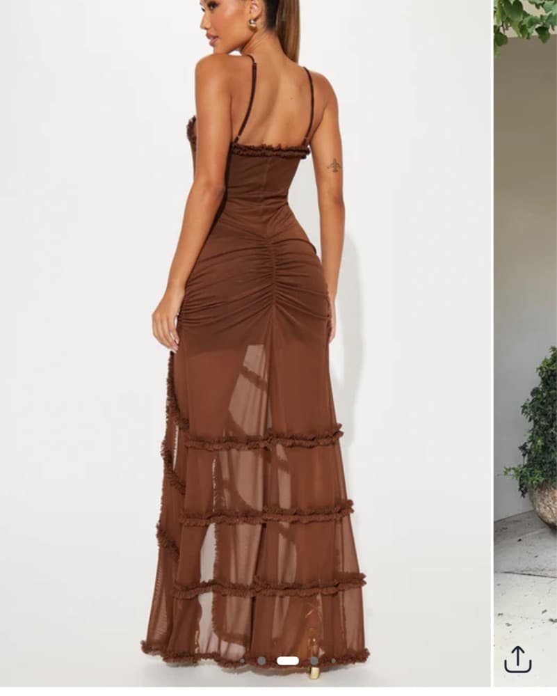 Captivating Cocoa Crochet Dress - Image 3