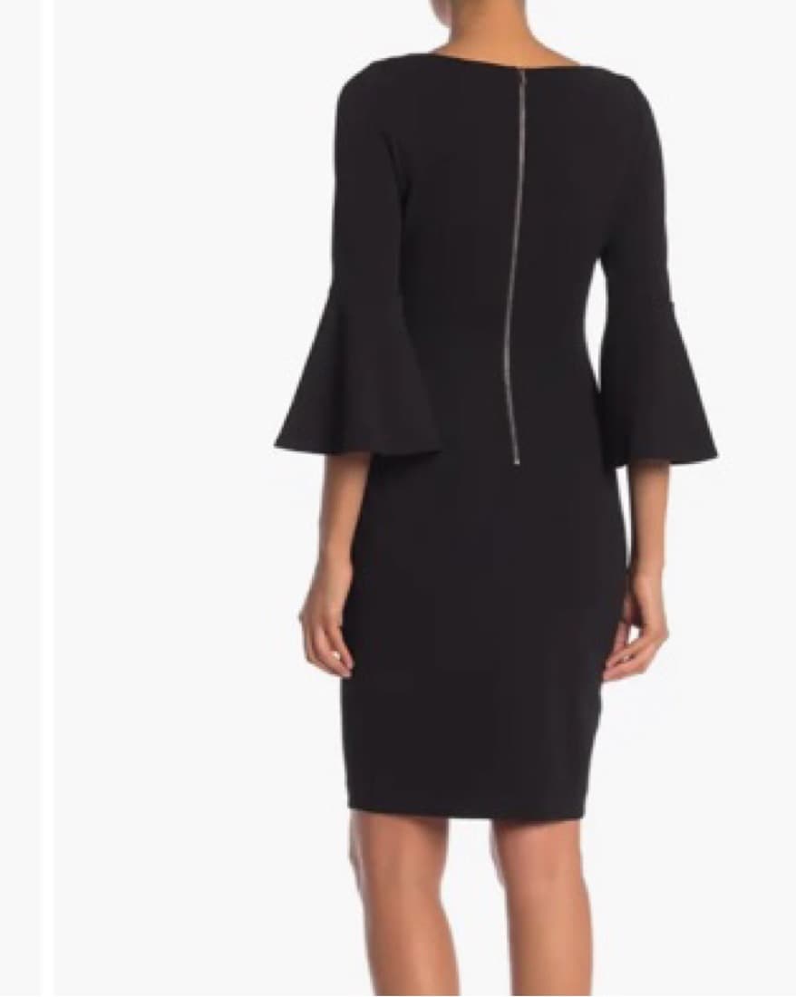Black Bell Sleeve Sheath Dress - Image 2