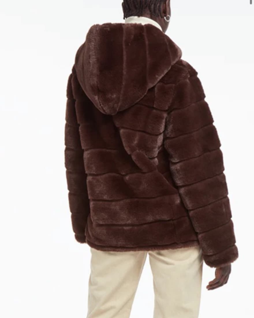 Apparis faux fur coat in Espresso - Image 3