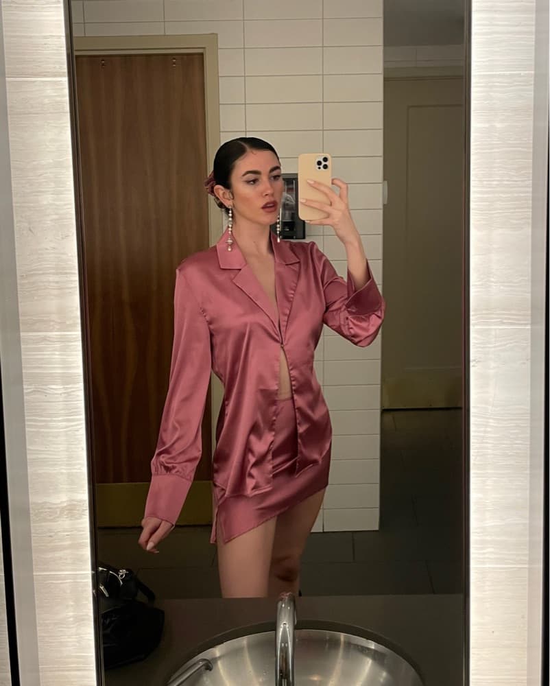Pink Satin skirt set - Image 1
