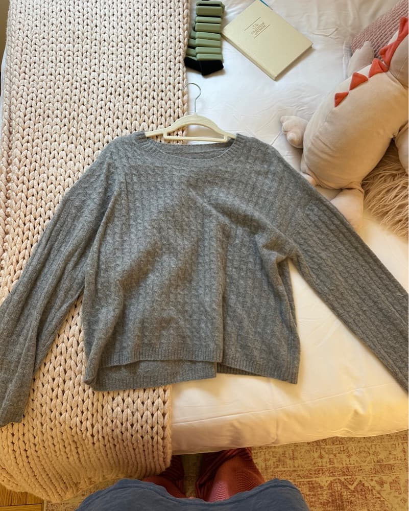 Naadam Gray Casmere Cableknit Sweater - Image 2
