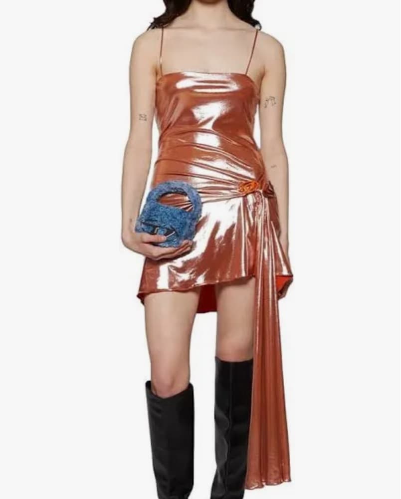 Diesel Pink/orange Mini Metallic Dress - Image 1