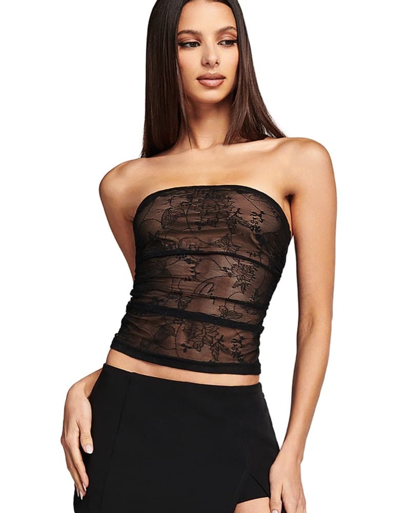 Elegant Floral Lace Crop Top - Image 1