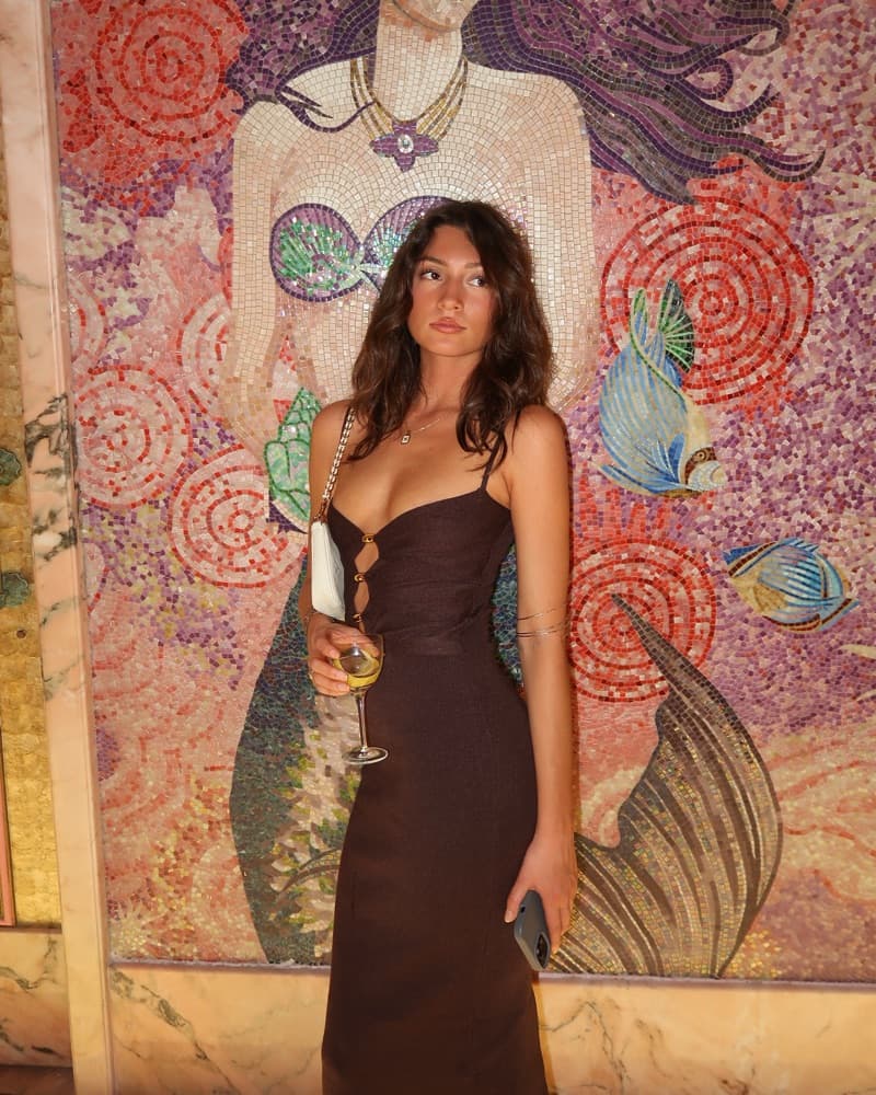 Glamorous Brown Maxi Dress With Gold - Image 1