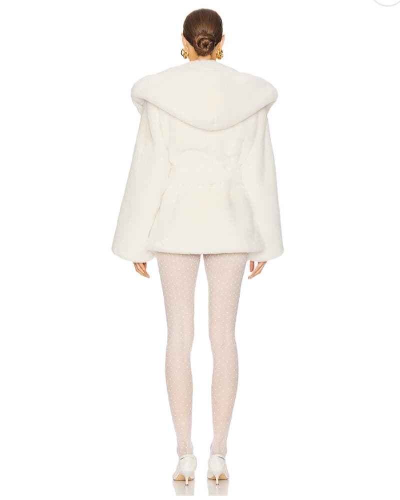 HESLA Hooded Fauz Fur Coat In White - Image 6