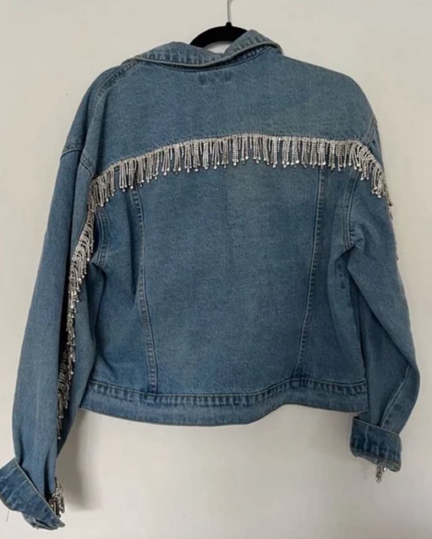 Rhinestone Fringe Demin Jacket - Image 3