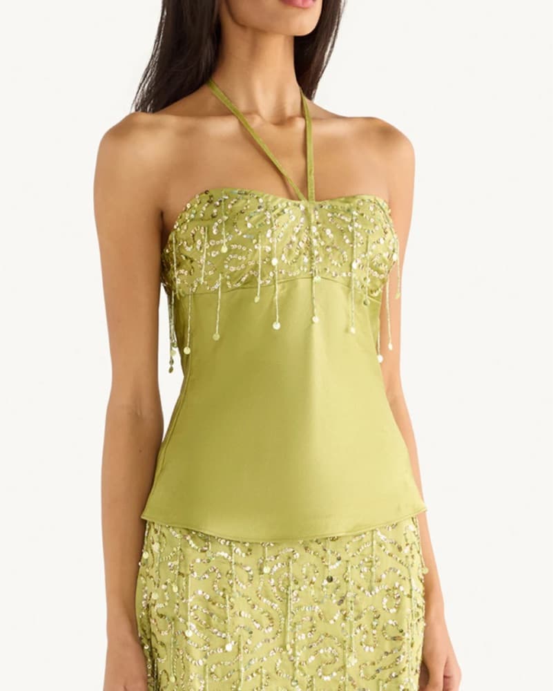 Asta Resort Yasmin Beaded Halter - Green - Image 3