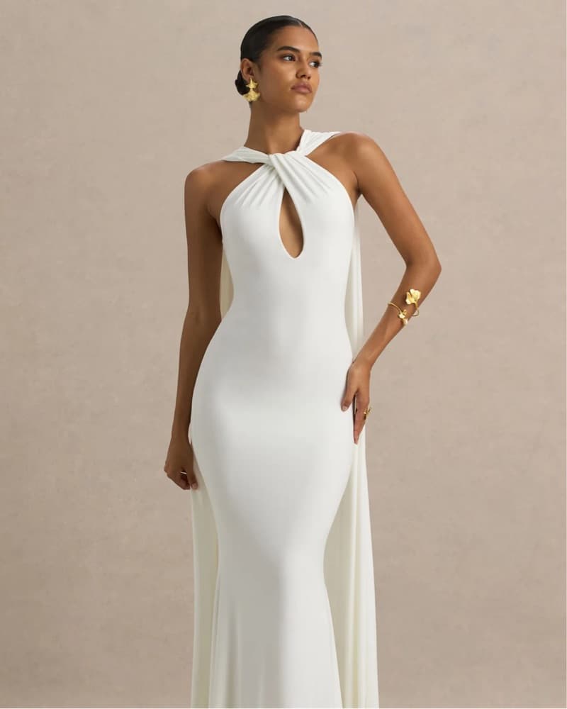 Elegant White Halter Dress - Image 1