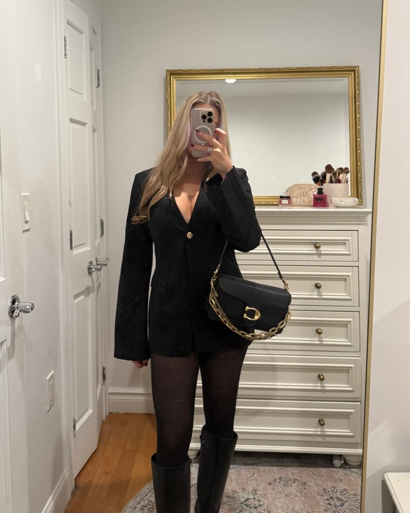 Black Blazer With Gold Detailing - Image 1