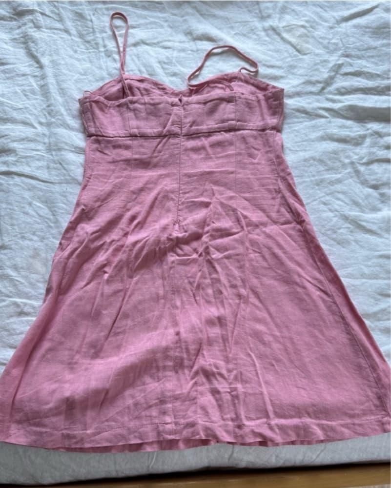 Zara Pink Linen Mini Dress - Image 4