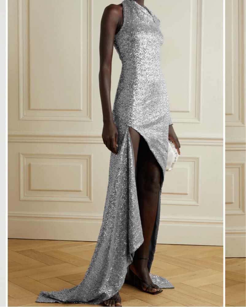 Monse Sequin One Shoulder Gown - Image 3