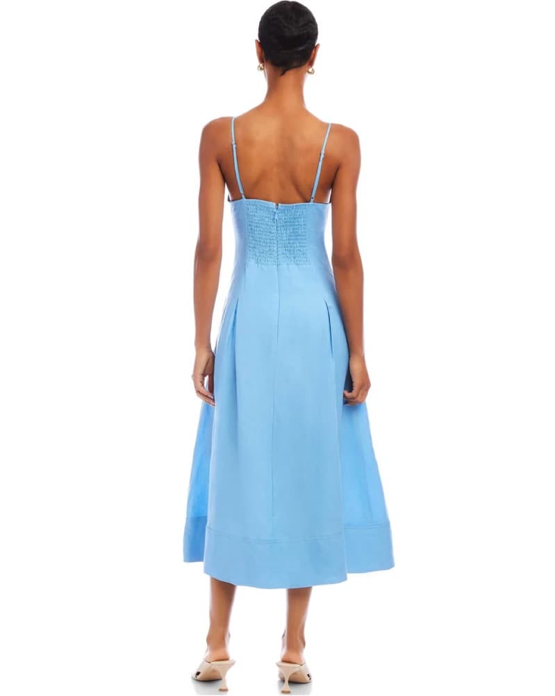 Blue Linen Camisole Midi Dress - Image 3