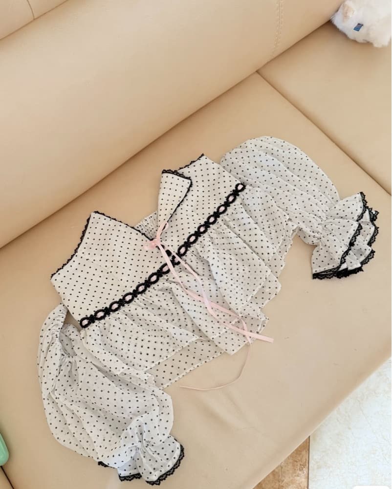 Refined Polka Dot Off-the-Shoulder Top - Image 4