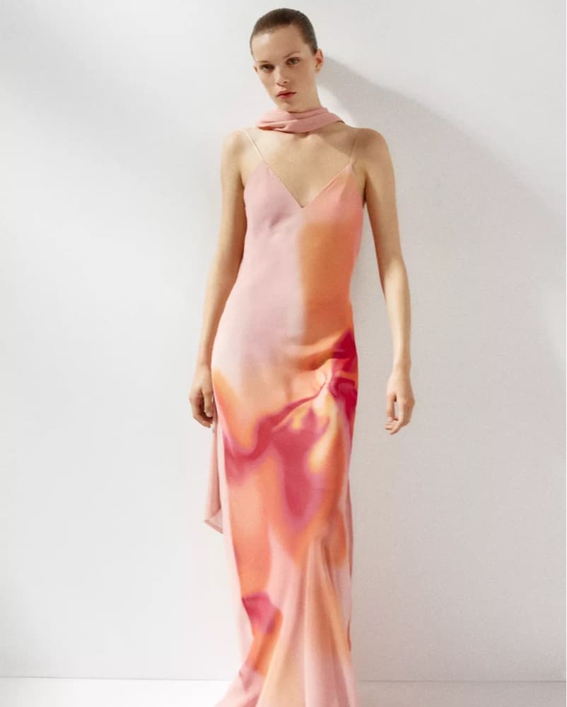 Zara Ombre Dress With Scarf - Image 1