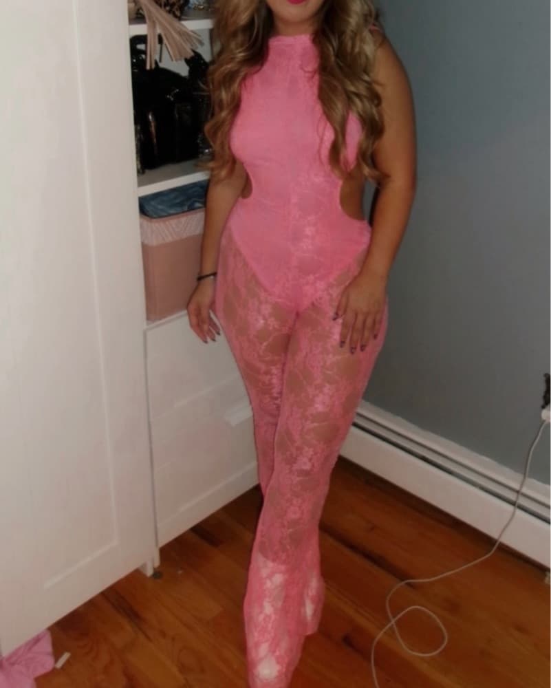 Gorgeous Pink Lace Jumpsuit - Image 1