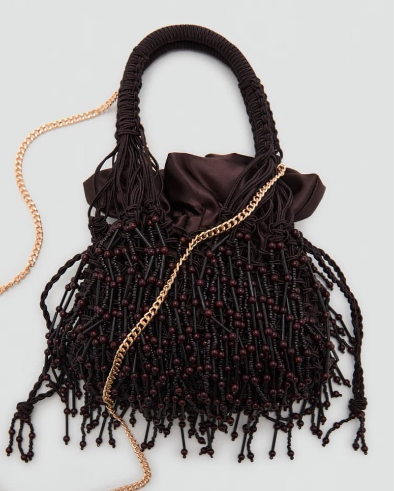 Brown beaded bag from Mango  - Image 4