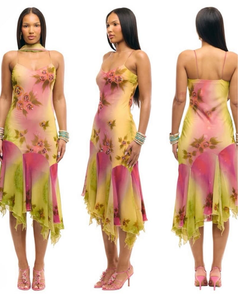 The Coral Gown with shawl - 100% Silk - Image 4