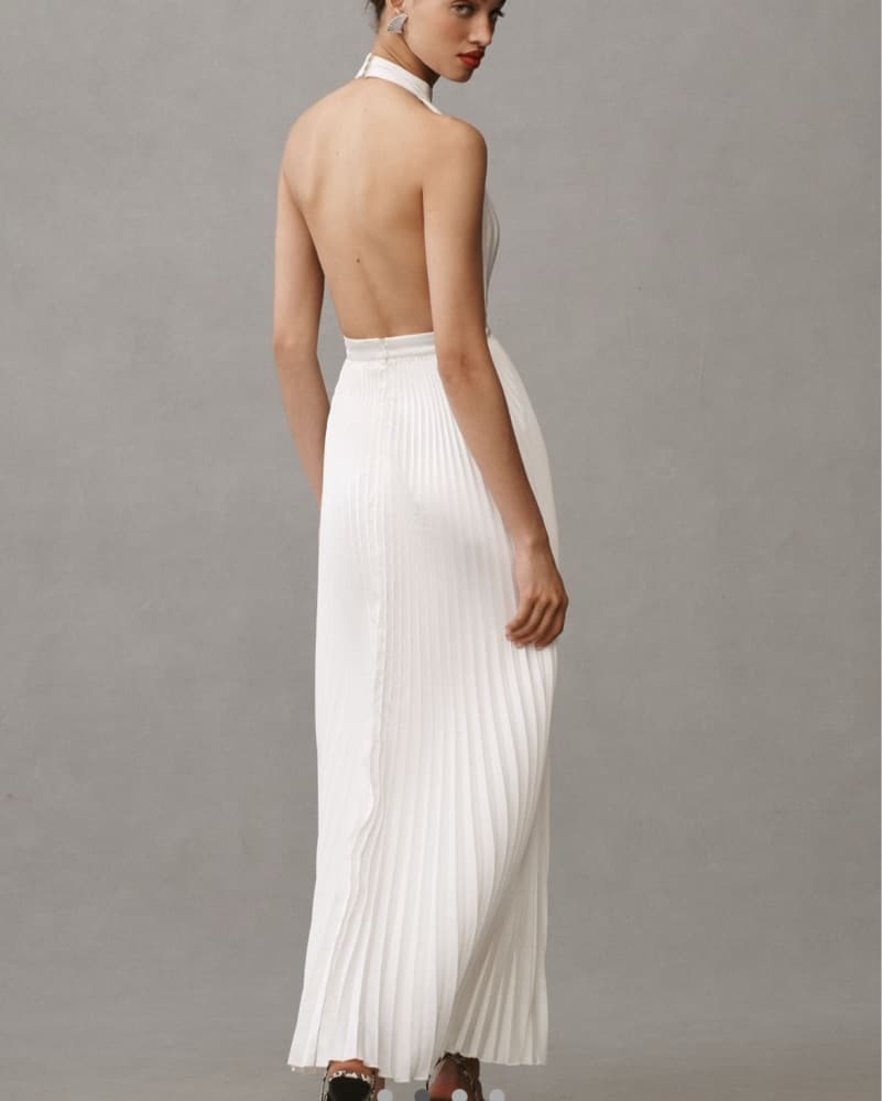 LIdee Pleated White Maxi Dress - Image 3