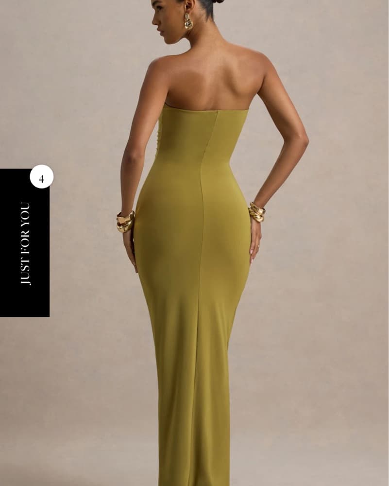 Club L London Ali Olive Sweetheart Dress - Image 2