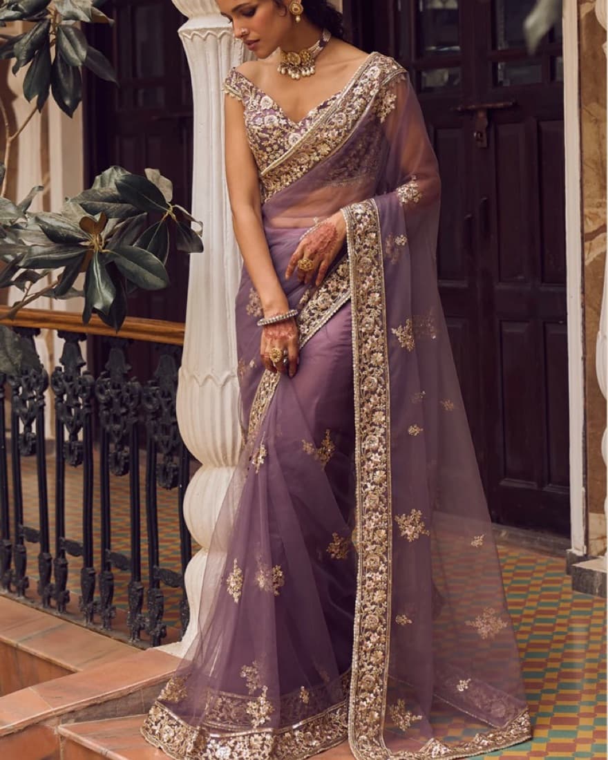 Beautiful Purple Saree - Image 3