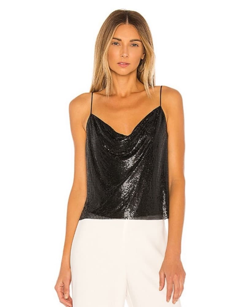 Alice&Olivia Black Harmon Chainmail Top - Image 1