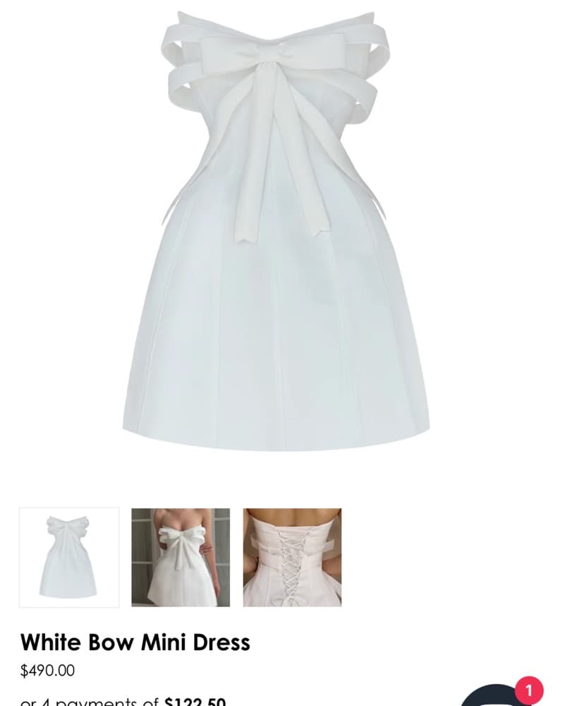Lirika Matoshi White Bow Mini Dress - Image 1