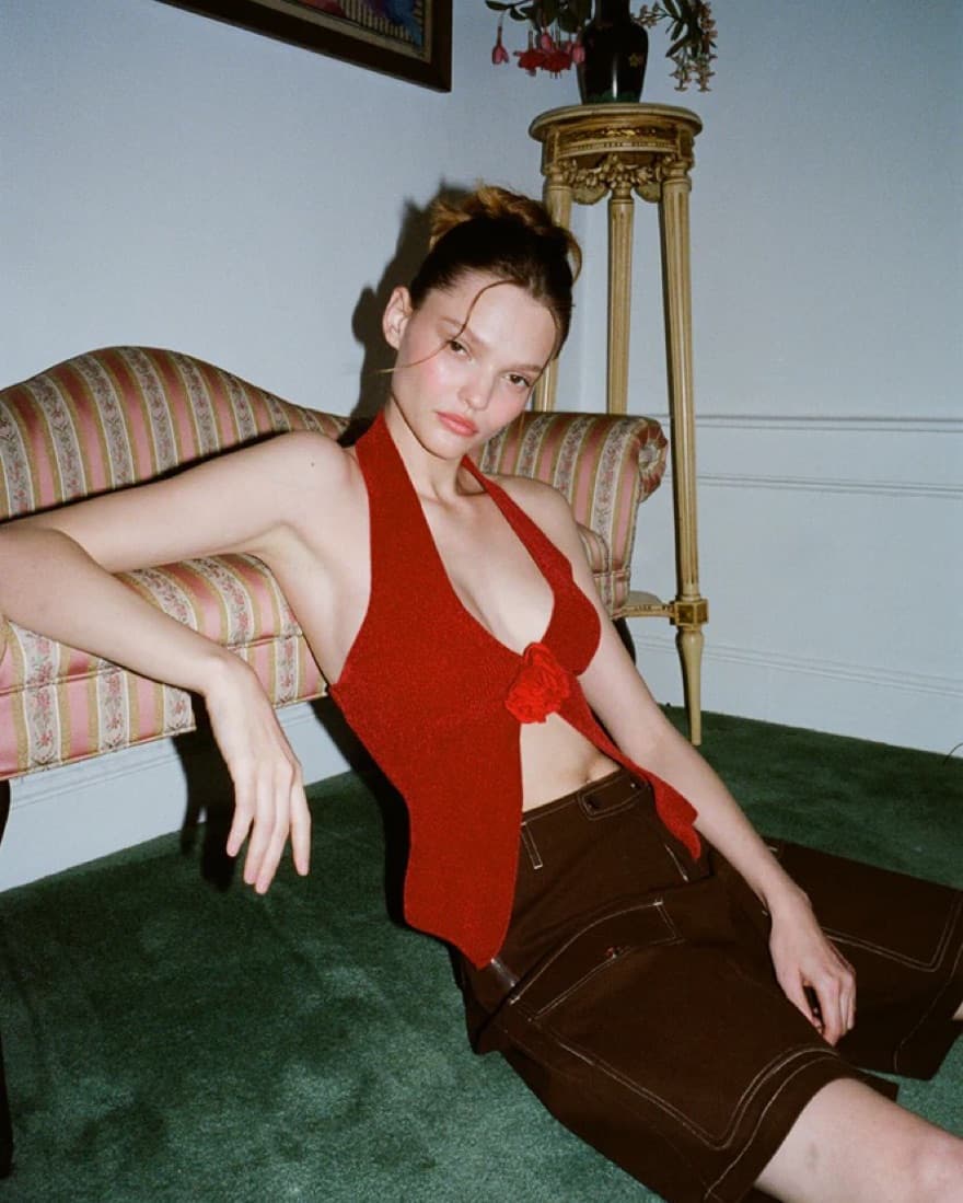 With Jean Rose Top In Red - Image 4