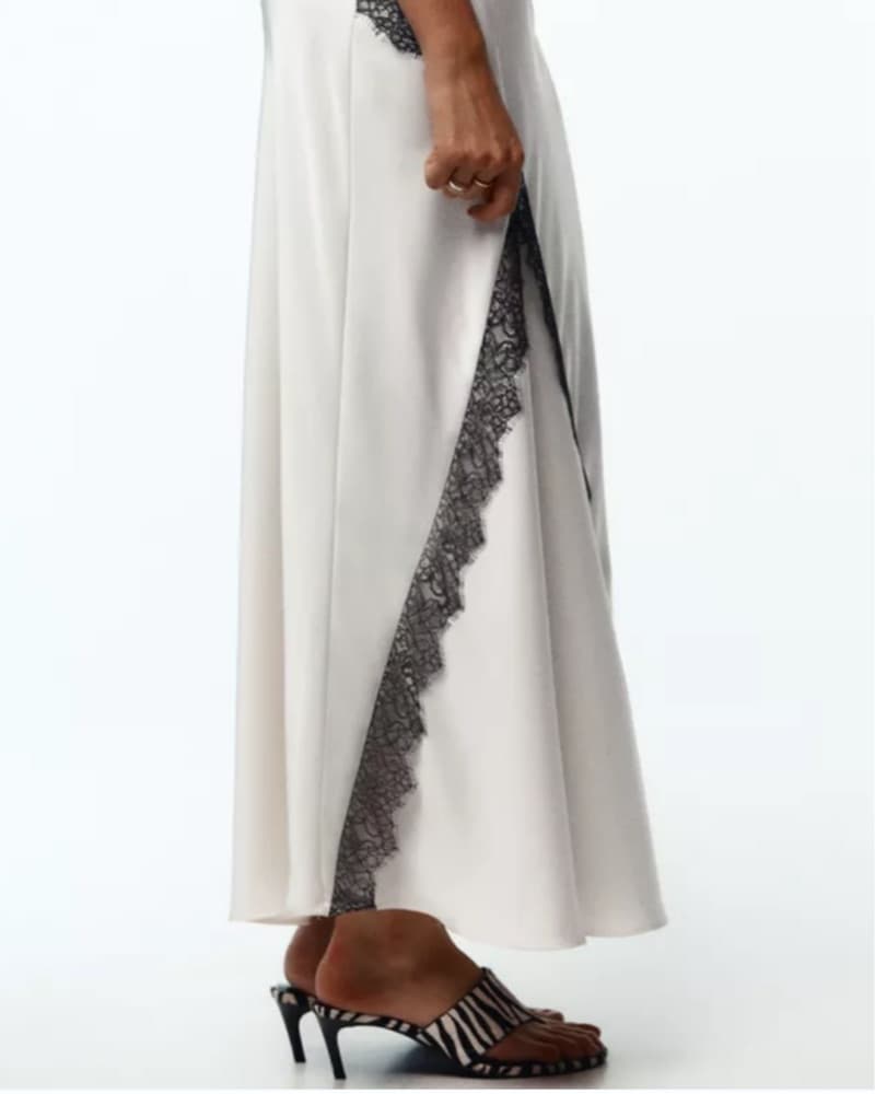 White Silk Lace Skirt - Image 3