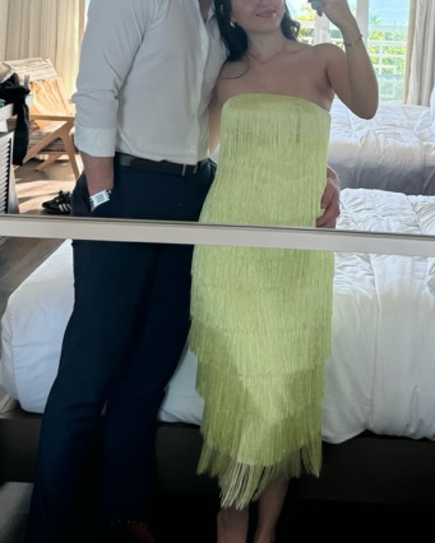 Yellow-Green Fringe Revolve Dress - Image 3